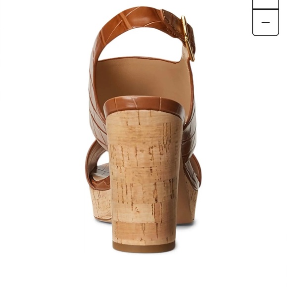 LAUREN Ralph Lauren Feona Crocodile-Embossed Leather Sandal Sz 11 - Picture 12 of 16